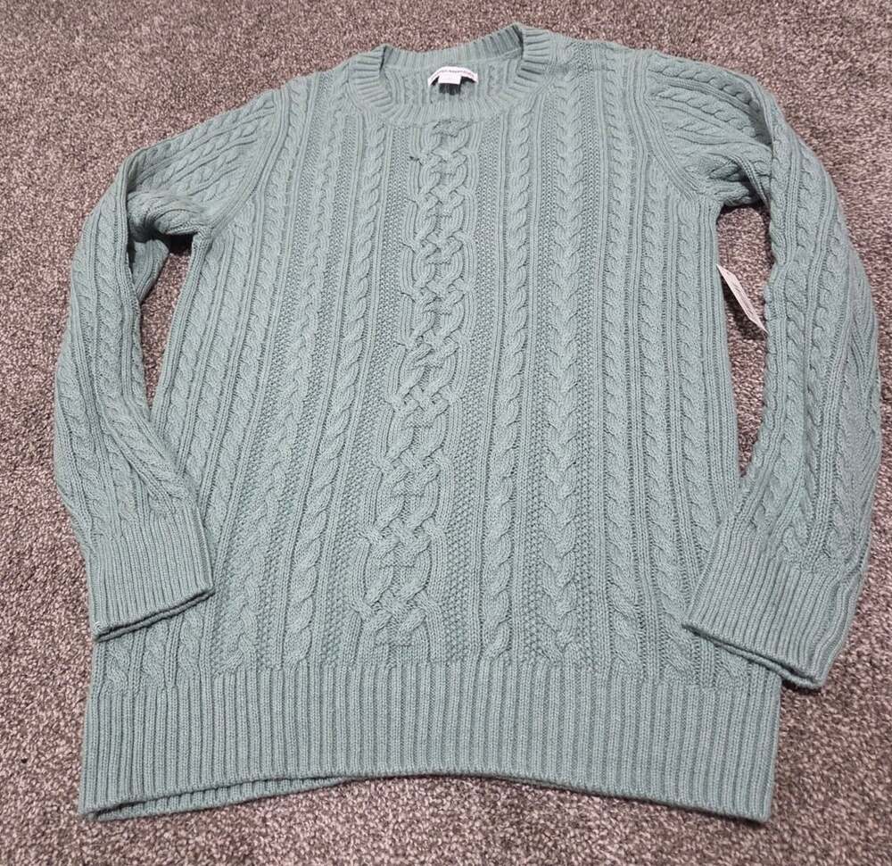 Amazon Essentials Fisherman Cable Crewneck Sweater Size M Sage Green
